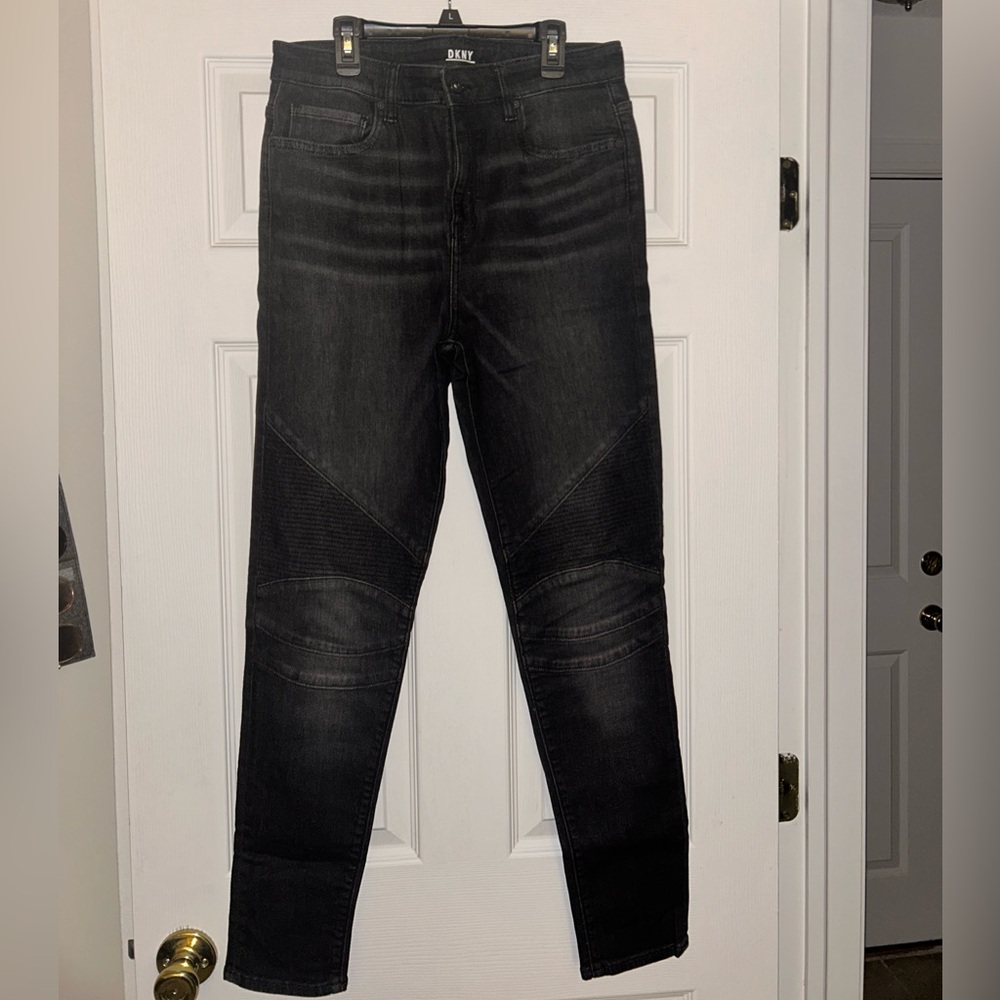 DKNY Women's Black Moto Skinny Jeans